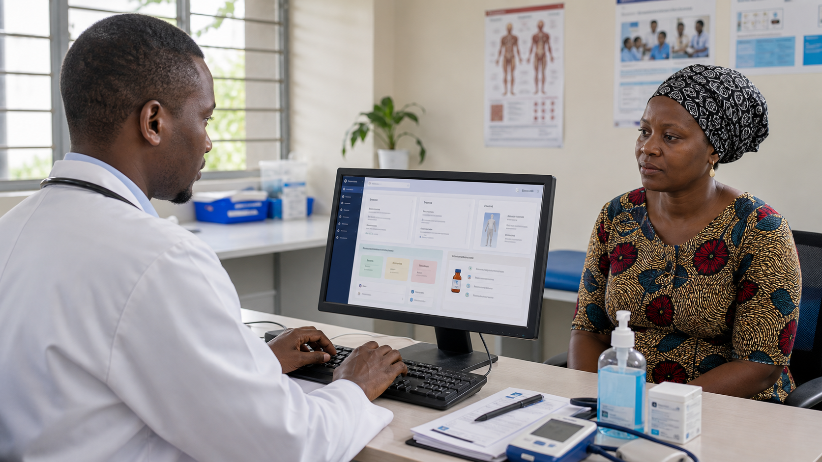 Doctor using HMIS clinical decision support